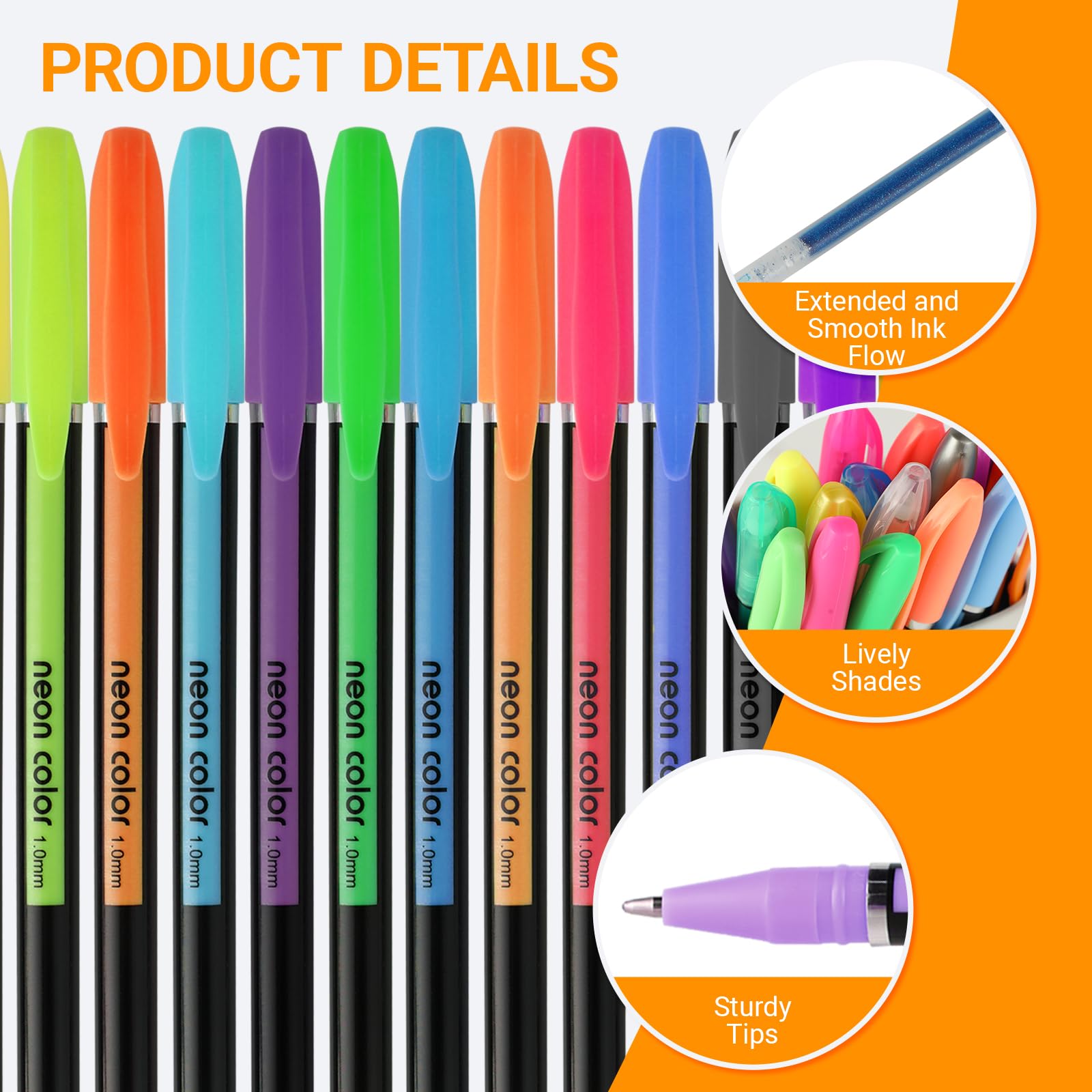 RMIVEGLIA Set da 48 Penne Gel Colorate - 12 Metallizzate, 12 Glitterate, 12 Neon, 12 Acquerello