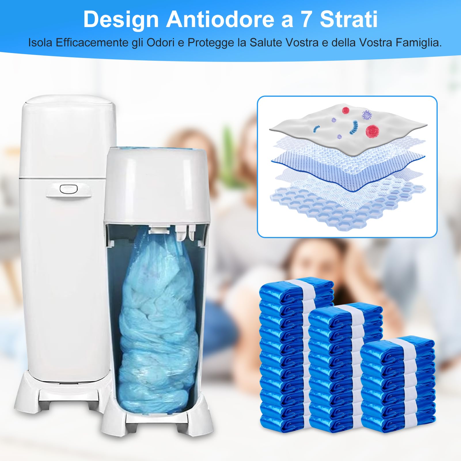 26 Pezzi Ricarica Mangiapannolini, Sacchetti Mangiapannolini Antiodore Inodore Addensata, Ricarica Mangiapannolini Compatibile Tommee Tippe, Twist & Click, LitterLocker（4.5M）