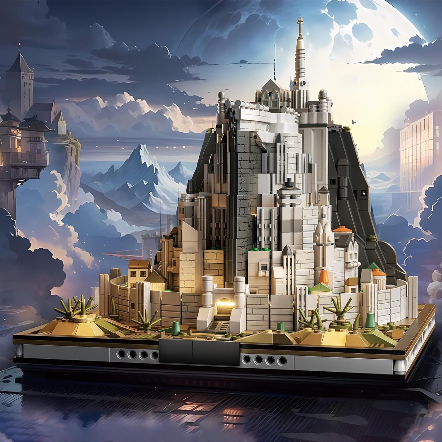 Architecture Klemmbausteine Ideas Mini Bausteinen, Film STEM Lord Magic Moc Rings deko Geschenk für Erwachsene Jungen ab 8-16+ Nicht Kompatibel Mit Lego 1680pcs