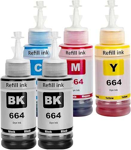 Miniatura 1 de SHUOLEI Tinta 664 T664 compatible con botellas de tinta de repuesto Epson T664, funciona con EcoTank ET-2650 ET-2500 ET-2550 ET-2600 ET-4500