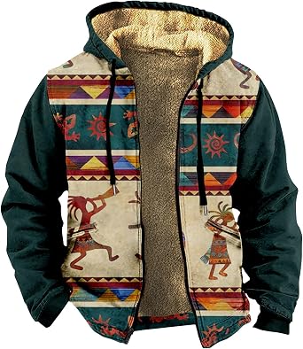 Mens Zip Up Hoodie Heavyweight Camo Hoodie Thick Fleece Lined Jacket Fall Fashion Coat Warm Winter Outwear