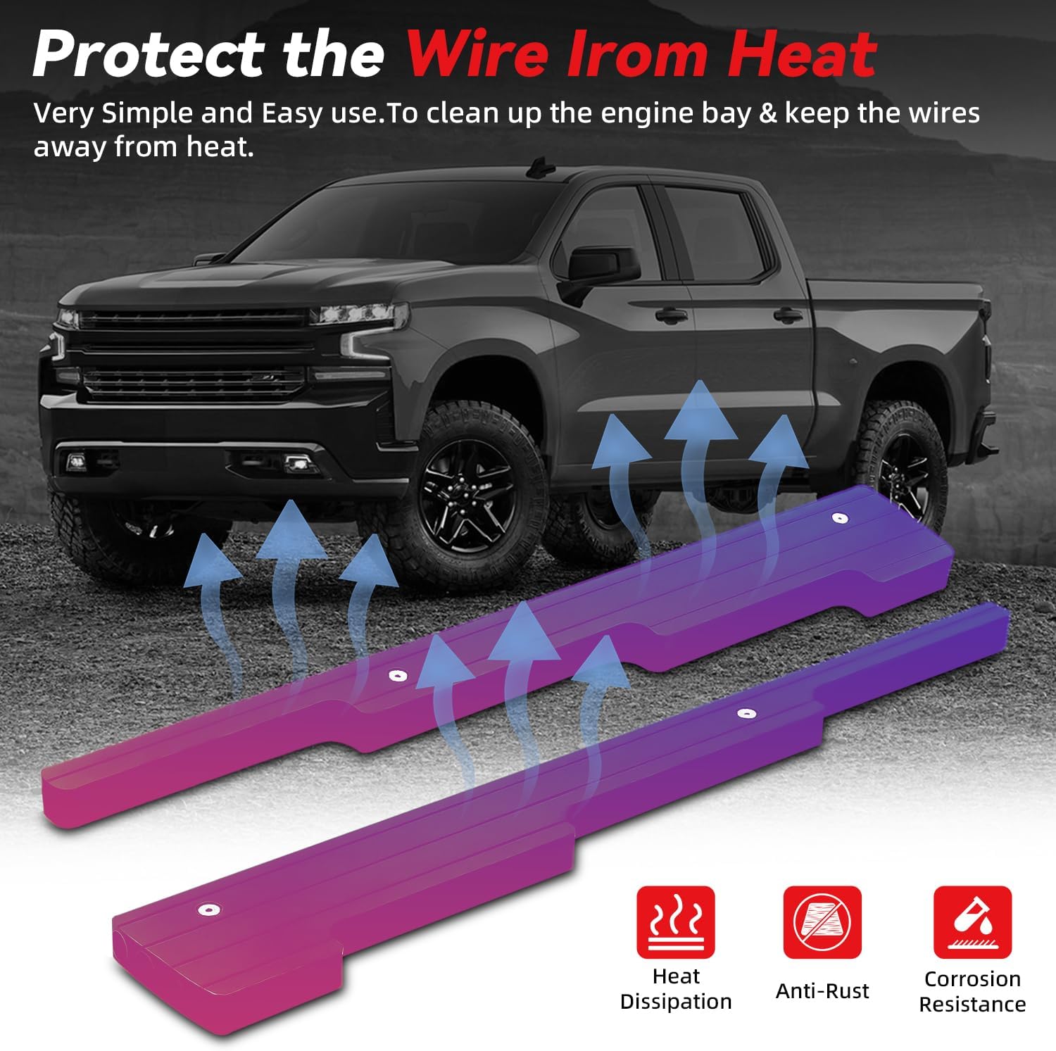 Spark Plug Wire Looms Holders - Compatible with Ford 289 302 351W 390 429 460 & Chevy SBC BBC 302 350 454 V8 Engines - Billet Aluminum Black Wire Separators