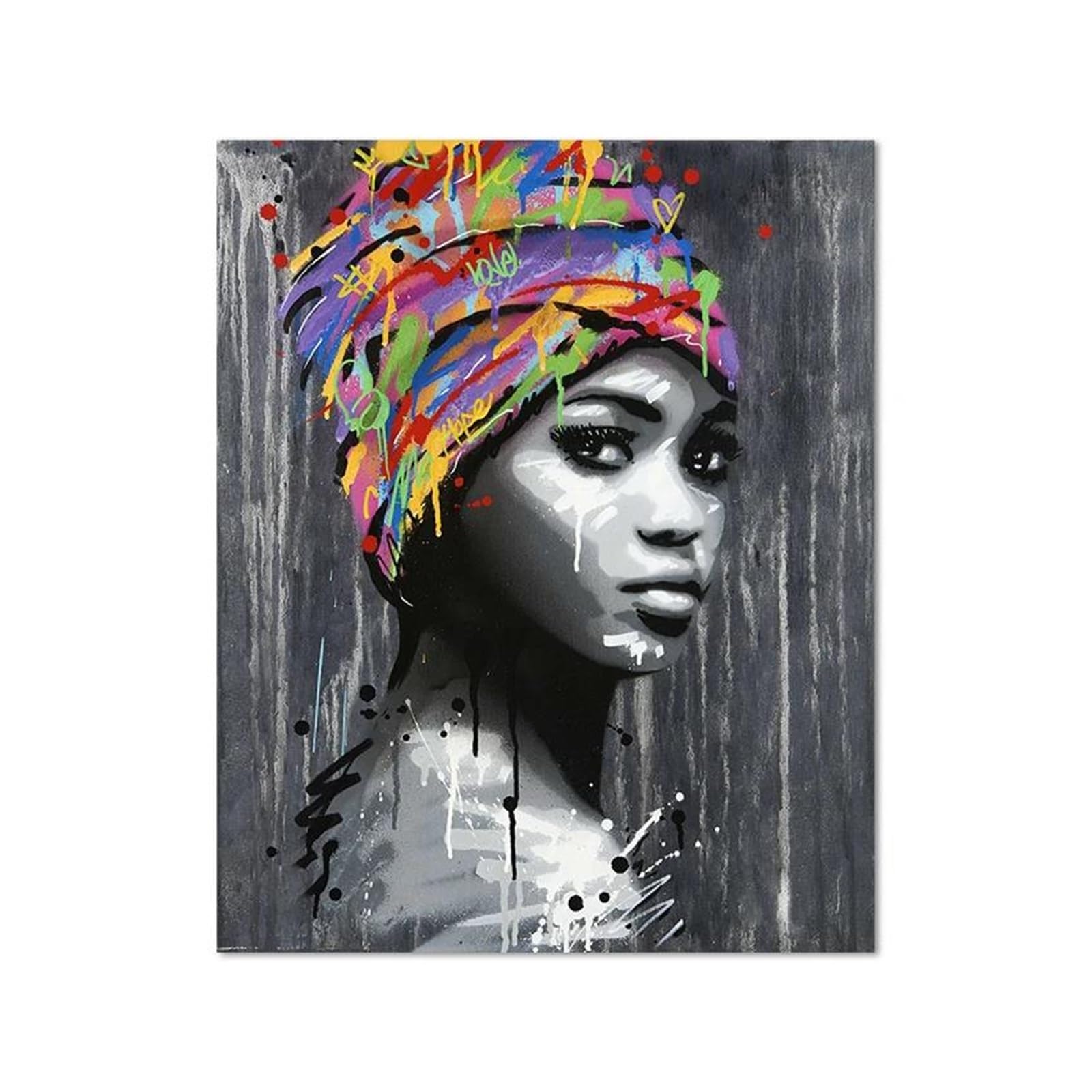 Tableau carte d'Afrique aquarelle noir et blanc toile 60x80 cm