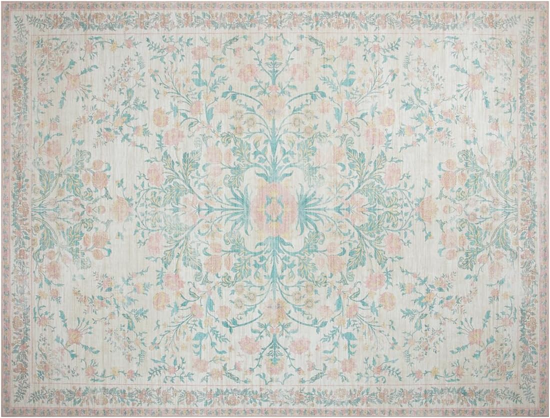 Washable Rugs 8x10 Area Rugs for Living Room,Ultra Soft Faux Wool Retro Carpets,Non Slip Backing,Durable Edge Binding,Stain Resistant,The Large Carpet for Bed Room,Dining Room,Office Decor