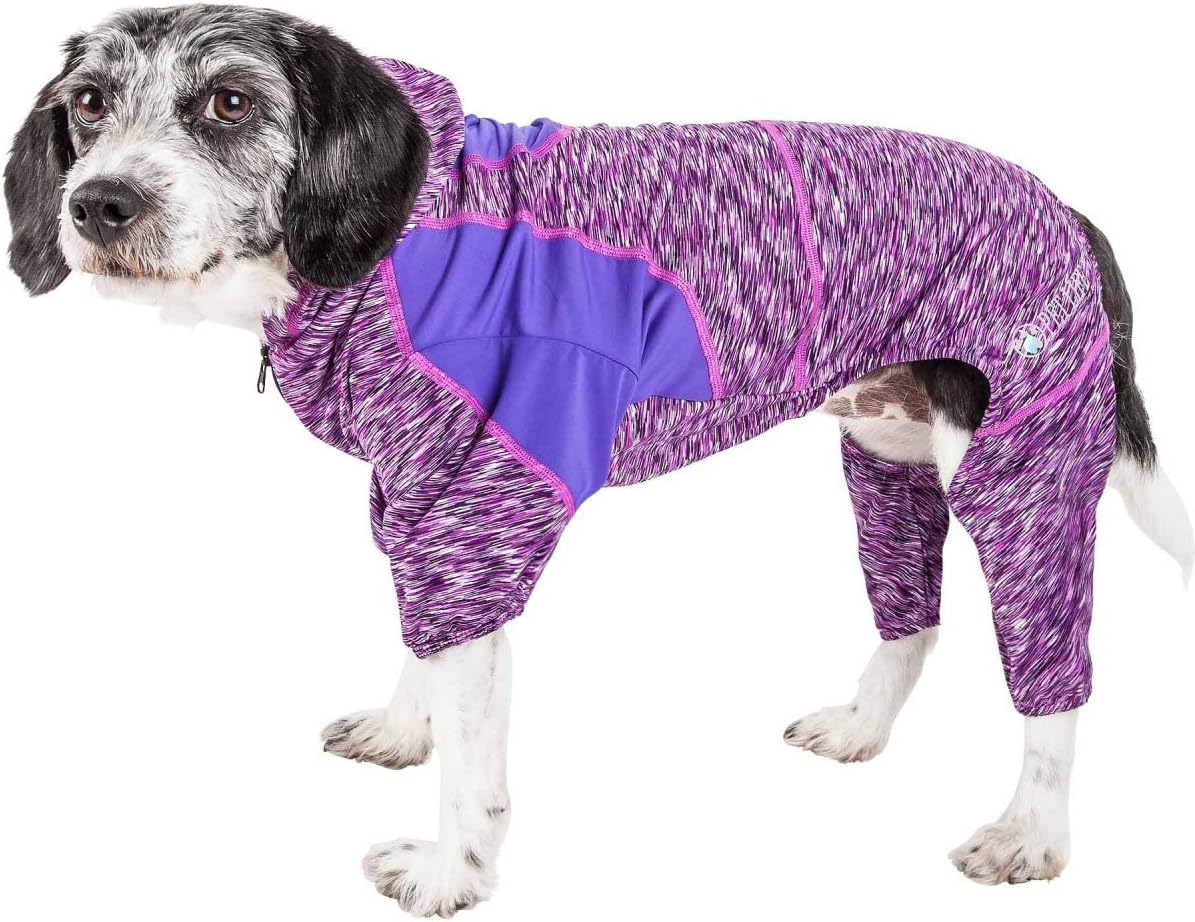 212 Main Active Downward Dog Heathered Performance 4-Way Stretch Two-Toned Full Body Warm Up Hoodie Purple - Extra Large