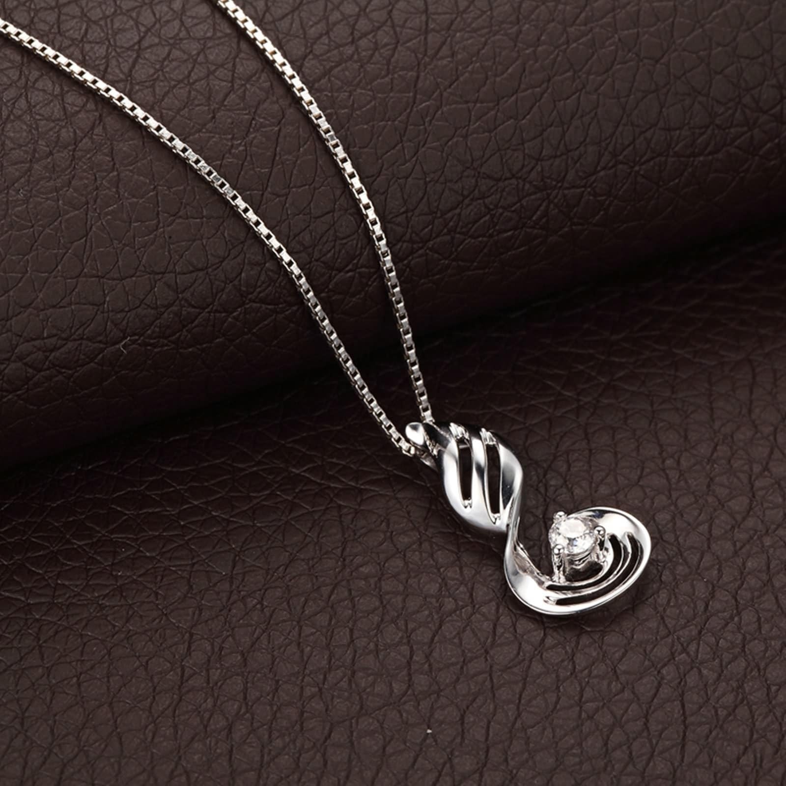 Collana In Oro Bianco Donna Vero, Collana Matrimonio Sposa con Diamante Sintetico a Forma di Ala, Gioielli con Pietra del Mese di Nascita