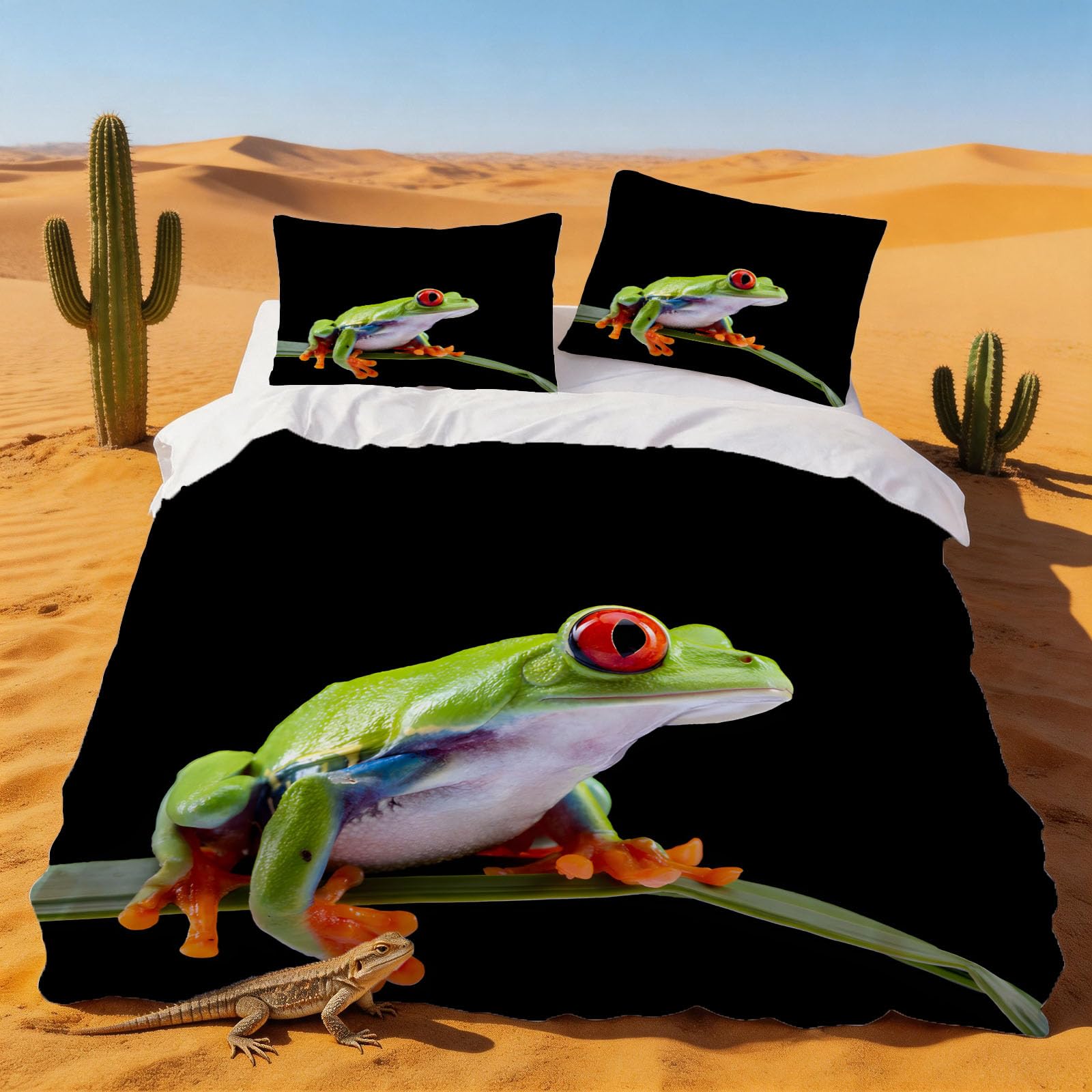 Housse de Couette 240 x 260 Grenouille Arboricole Résistante pour En finir avec le Linge Rétréci