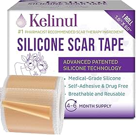 Fita de Silicone para Cicatrizes, Fita de Gel de Silicone Reutilizável, Tiras de Silicone de Grau Médico para Cirurgia, Cesárea, Quelóide, Queimadura e Acne (1,6'' x 60'')