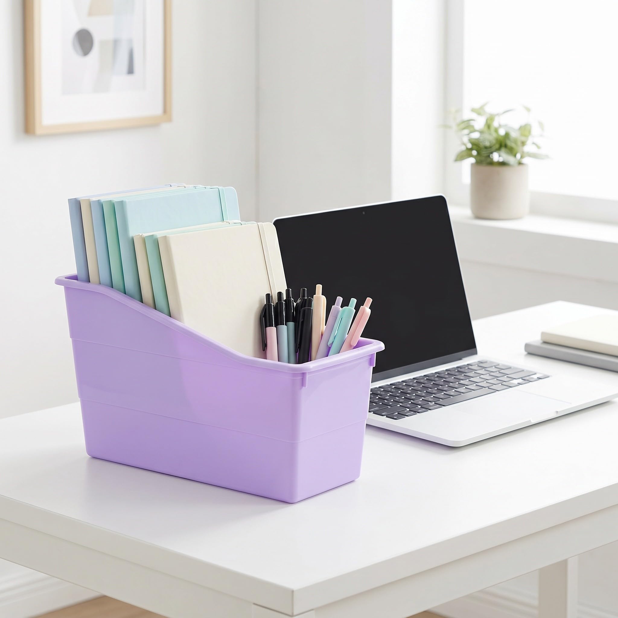 Operitacx 6er-Set Aufbewahrungsboxen für Bücher und Papier – Stapelbare Kunststoffboxen für Hefte und Papier – Bunte Bastelboxen für Bücher, Snacks, Kunst- und Bastelbedarf, Kleidung und Schuhe