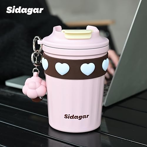 Miniatura 4 de Taza de café de viaje de 12 onzas a prueba de derrames, a prueba de fugas, taza de café térmica de acero inoxidable con tapa, taza reutilizable para