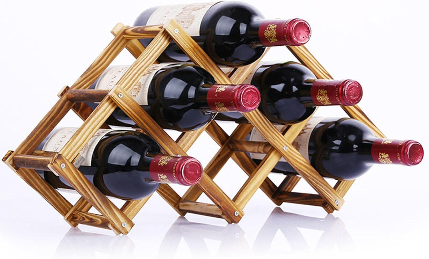 Estante para Vino de Madera Plegable, Soporte para 5 Botellas