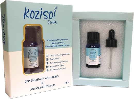 Kozisol Skin Brightening Serum with Alpha Arbutin, Kojic Acid &amp; Vitamin C | Dark Spot Corrector for Pigmentation, Tanning...