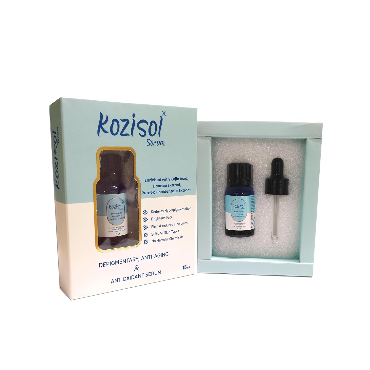 Kozisol Skin Brightening Serum with Alpha Arbutin, Kojic Acid & Vitamin C | Dark Spot Corrector for Pigmentation, Tanning...