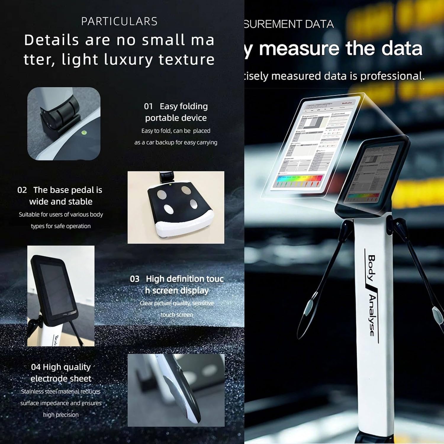 Body Bmi Analyzer,Health Monitor,Fat Percentage,10.1 inch HD Touch Body Composition Monitor Health Analyzer Weight 5-300kg, Height 83-210 cm