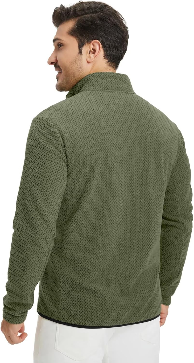 M MAELREG Quarter Zip Pullover Men Midweight Dry Fit Winter Warm Stretchy Golf 1/4 Zip Pullover Mens Sweatshirt with Pocket - Image 4