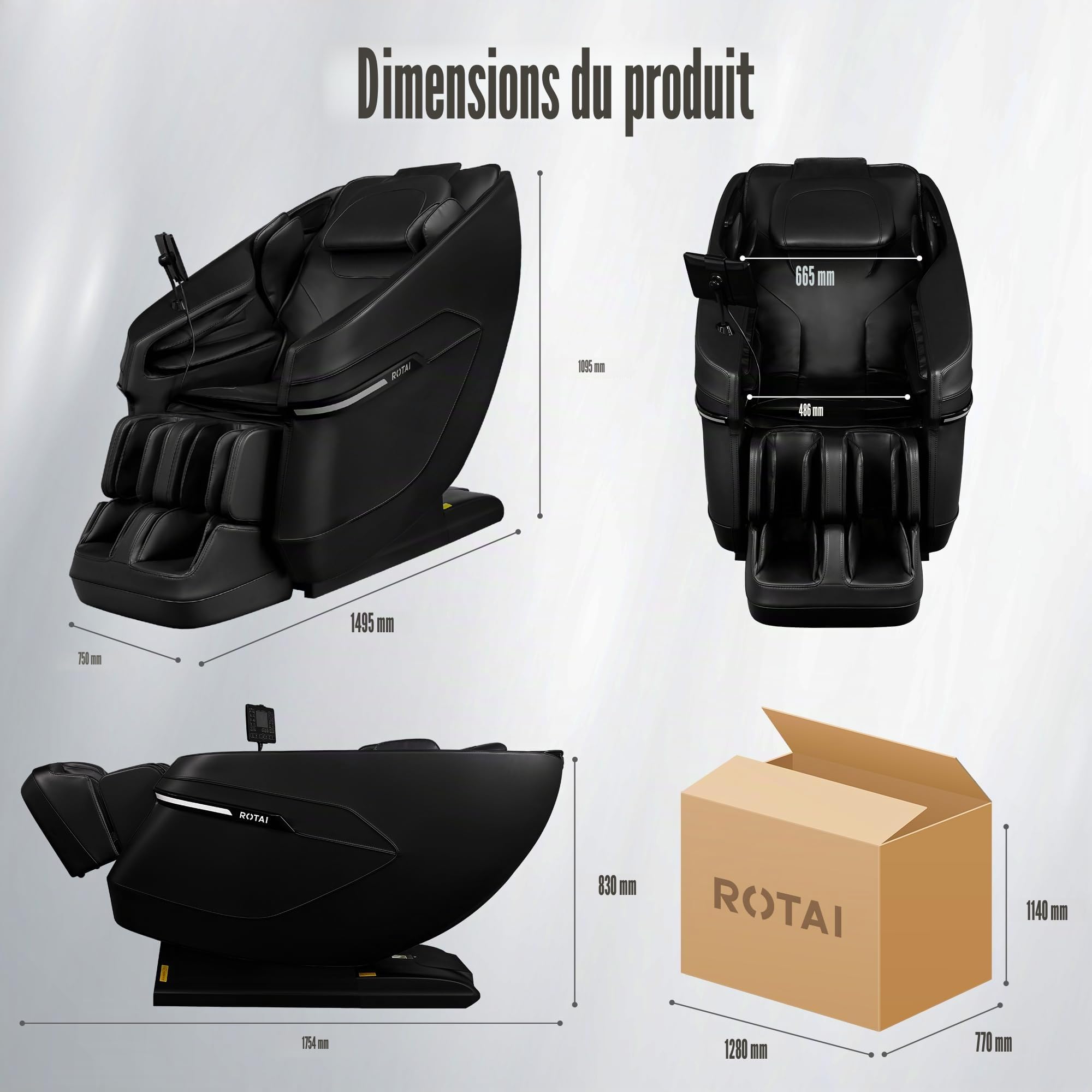 ROTAI Fauteuil de Massage 3D à gravité zéro pour la Maison Massage Complet du Corps