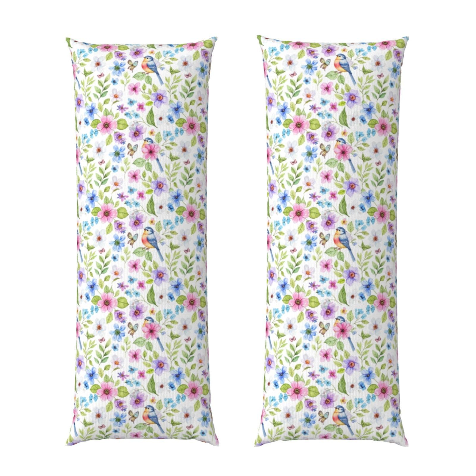 Body Pillow Cover 20x54 Inch, Watercolor Floral Vintage Flowers and Birds Butterflies Peony Flower, Luxury Cozy Long Pillowcase with Zipper, Softffy Rectangular Case for Couch Bed Home Hotel