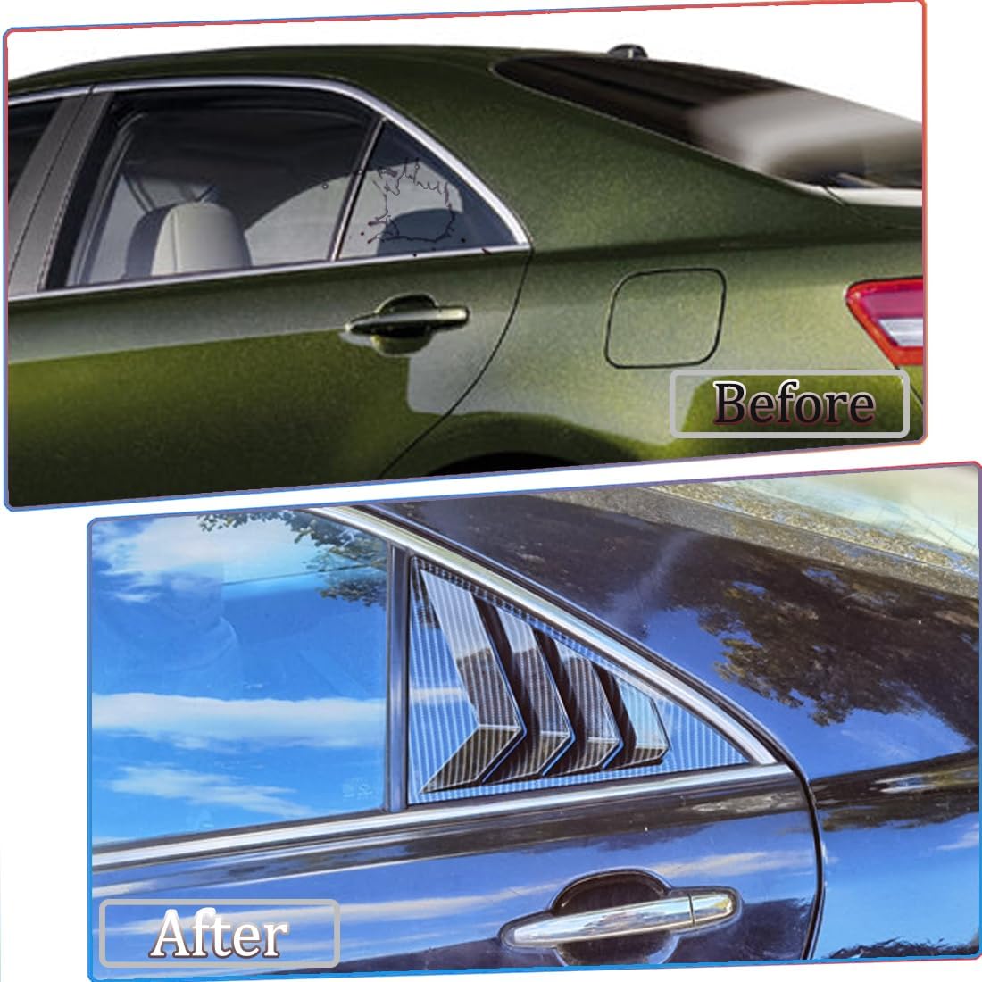 MUXEE 2Pcs Side Vent Window Louvers for 6TH Toyota Camry 2006-2011, ABS Print Sport Window Cover Decorative Covers, Exterior Trim Accessories - Carbon Fiber