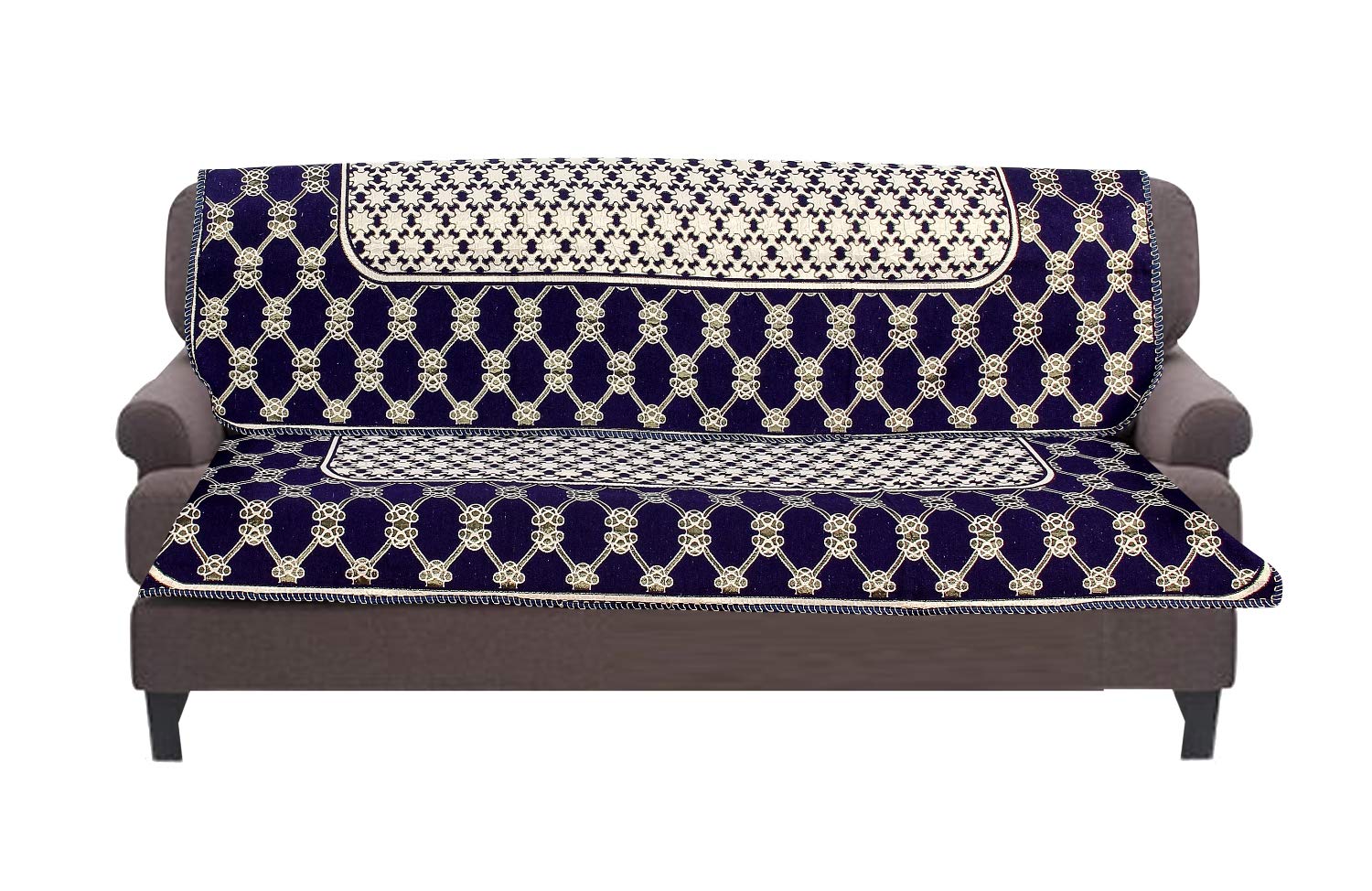 Nendle Cotton Abstract Sofa Covers Set of 3 Seater (Violet, 2 Long Pieces)-image-6
