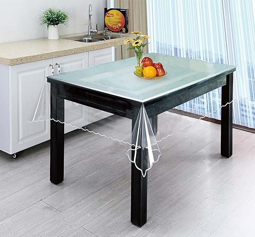 Artisan Flair Protector de mantel de vinilo transparente para interiores, impermeable, transparente, oblongo (rectangular), 60 x 90 pulgadas