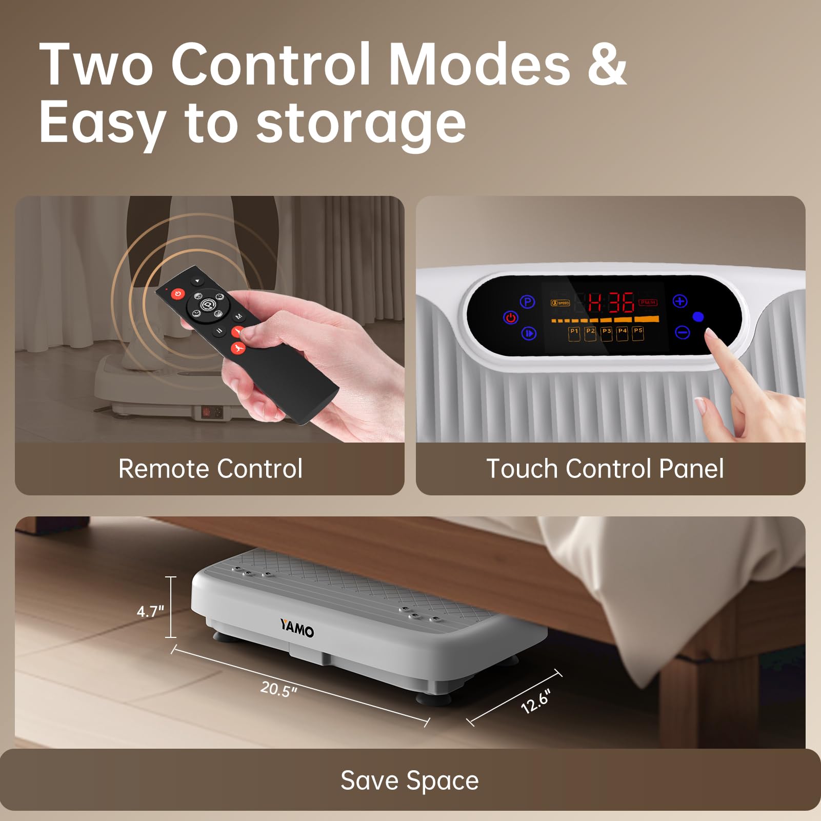 YAMO Plataforma Vibratoria | 5 Programas + 99 Niveles de Vibración | Plataforma Vibración Muscular para Hacer Ejercicio en Casa con Mando a Distancia y Bandas Elásticas