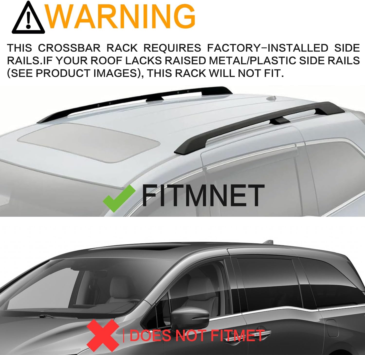 260lb Side Rails Roof Rack Cross Bars Fit for 2018-2024 Honda Odyssey,Side Rails Heavy Duty Aluminum Roof Rack Rail Crossbars Cargo Bars Rooftop