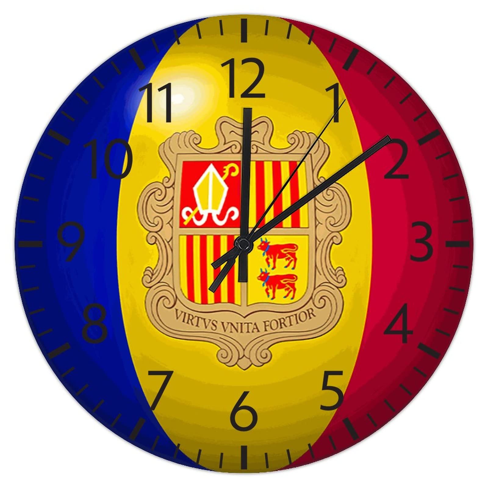 Grande horloge murale Andorre décoration colorée pour cuisine et bureau