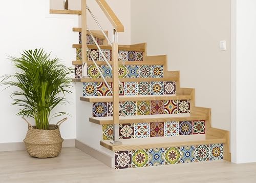 Miniatura 5 de Juego de 24 calcomanías para azulejos, auténticas calcomanías tradicionales de Talavera, calcomanías para azulejos de baño y cocina, fáciles de