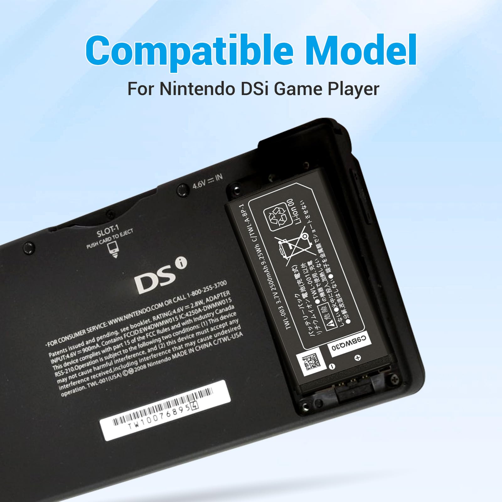 Akumulator zastępczy TWL-003 kompatybilny z akumulatorem DSi NDSi NDSiL