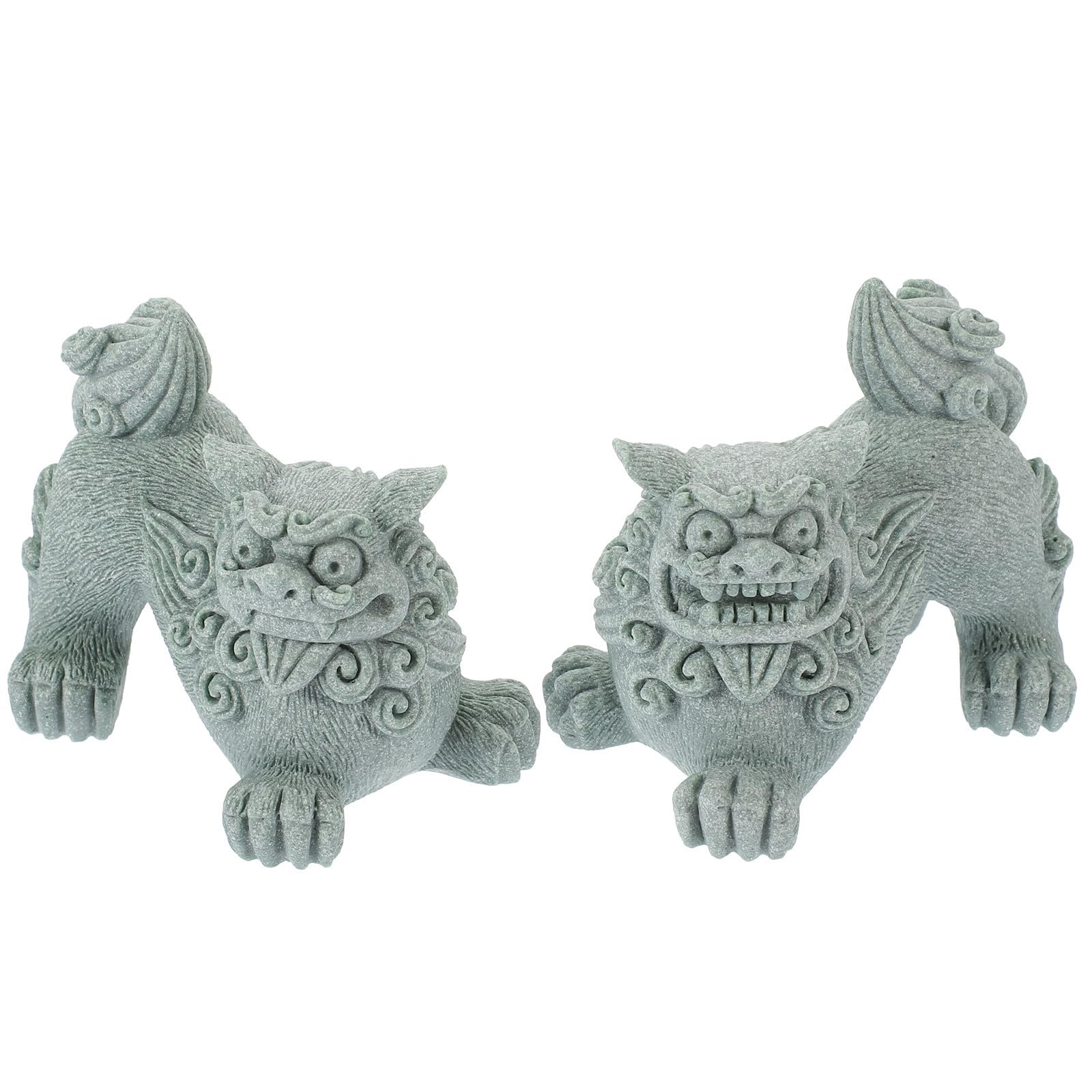 Statue Lion Grès Miniature Ornement Extérieur Résistant Style Chinois