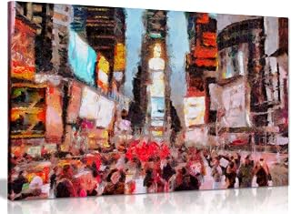 Abstract Modern Living Room Times Square Painting Canvas Picture Print (36x24in)