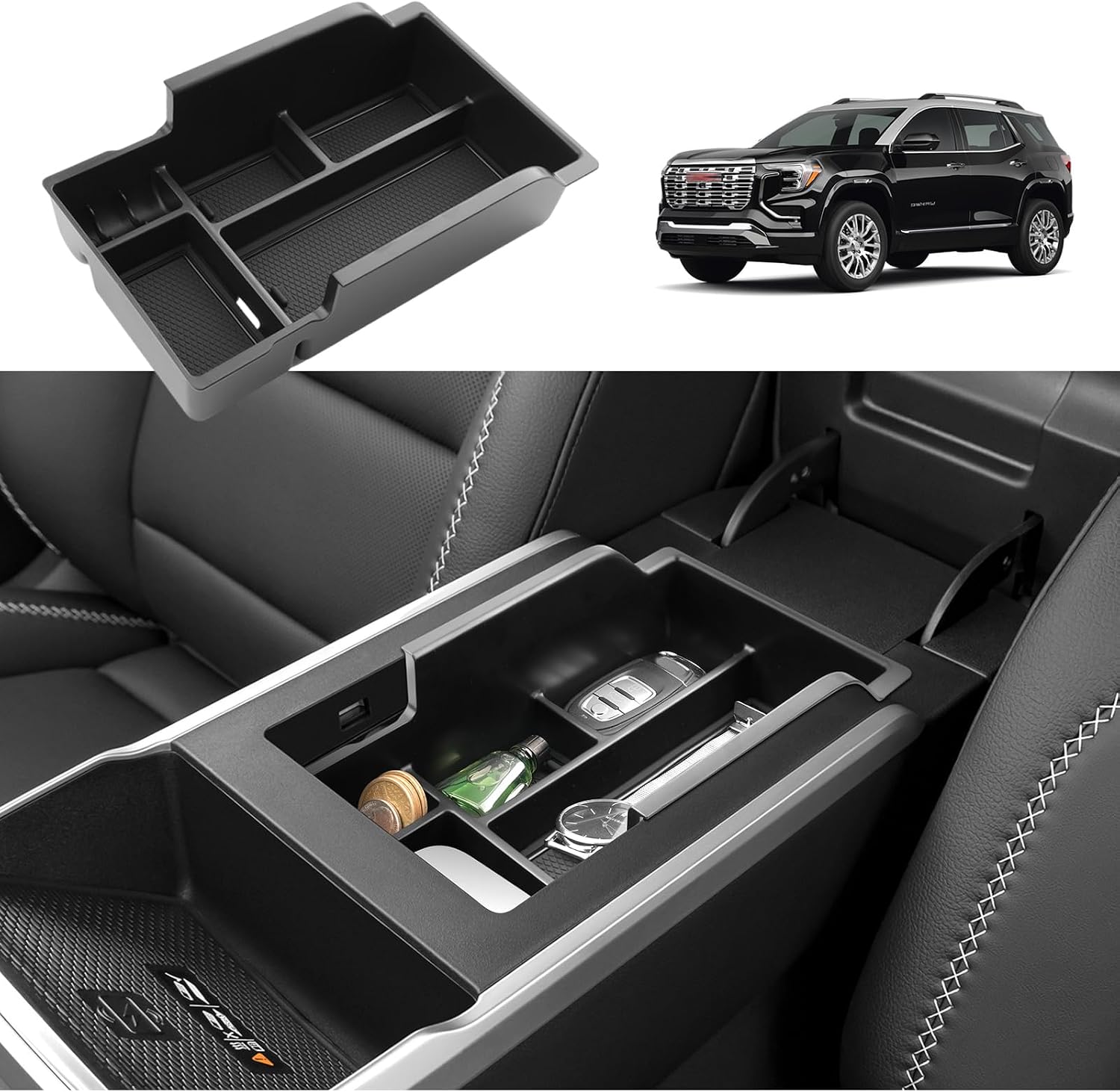 2025 2026 2027 Terrain Center Console Organizer for GMC Terrain (Elevation/Denali/AT4), Durable ABS&Anti-Slip Rubber Console Tray Insert 2027 2026 Terrain Accessories