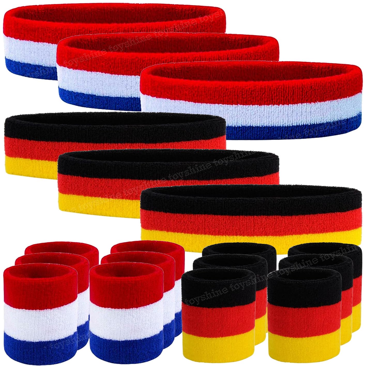 Toyshine Pack of 6 Sweatbands Set, Includes Sports Headband and Wrist Sweatbands Striped Sweat Band for Athletic Men and Women - Multicolor (B0CBFTFJSN) Amazon Price History, Amazon Price Tracker