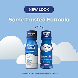 Dream Water Sleep Aid Supplement Drink, Sleep Aids for Adults, Melatonin 5mg, GABA, 5-HTP; Zero Sugar, Natural Flavors, No Added Colors, 2.5 oz Liquid Sleep Shots, Snoozeberry Flavor, 12-Count