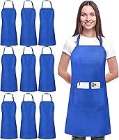 Utopia Kitchen 10 Pack Adjustable Bib Aprons - Water & Oil Resistant, 2 Pockets, Unisex for Chefs, Cooks, Artists & Workshops