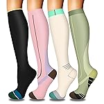 4 Pairs Compression Socks for Women Circulation-Best Support for Nurses,Running,Athletic,Travel S-M