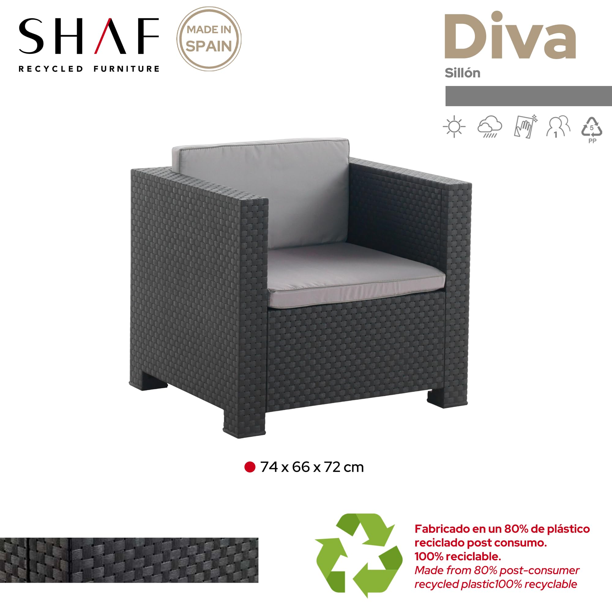 SILLÓN Individual Diva Grafito