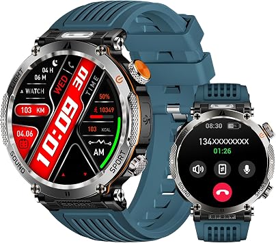 Military Smart Watches for Men Answer/Make Calls, 1.7 Fitness Smart Watch for Android and iPhone, Waterproof Fitness Tracker with Blood Pressure/Heart Rate/Sleep/110+ Sport Modes, Watches for Men
