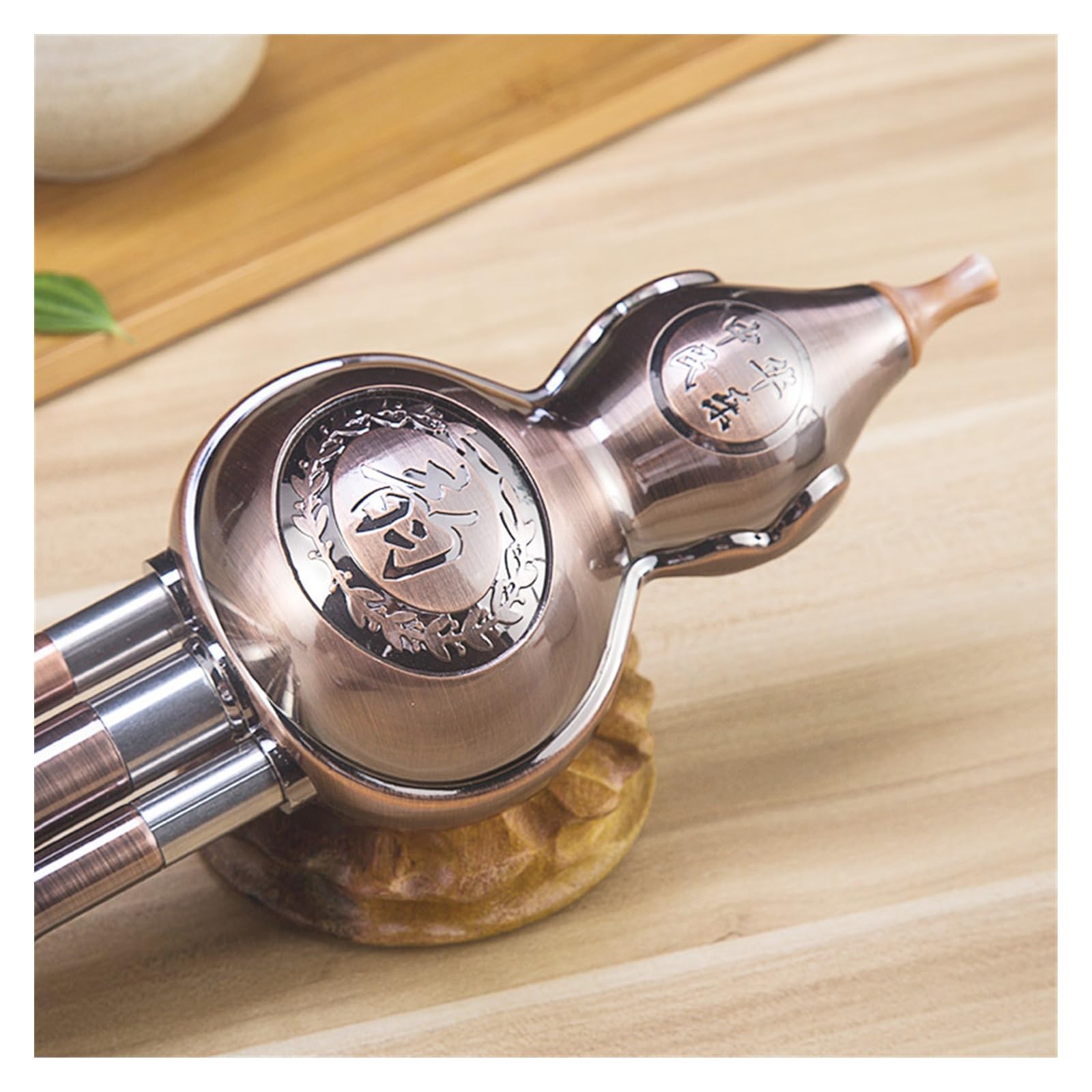 Strumento A Fiato Hulusi In Metallo Spazzolato Placcato In Rame(Bb Key Box)