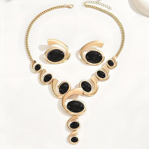 Miniatura 3 de Juego de joyas de oro, plata negra, bohemio, occidental, grueso, vintage, colgante, apilable, moderno, ajustable, no se deslustra, delicados