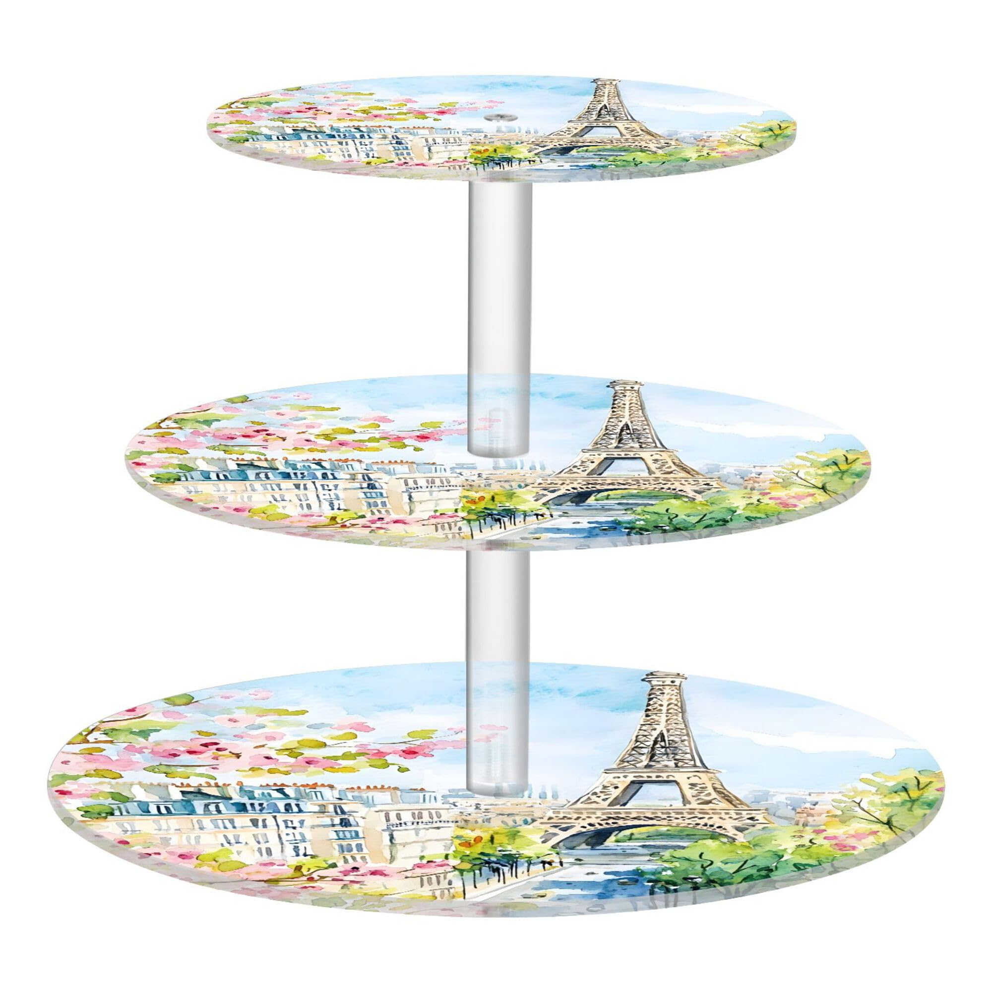 PYBUG The Paris Tower 3 Tier Acrylic Cupcake Stands Tower,Dessert Table Display Set for Tea Party,Wedding,Birthday, Baby Shower