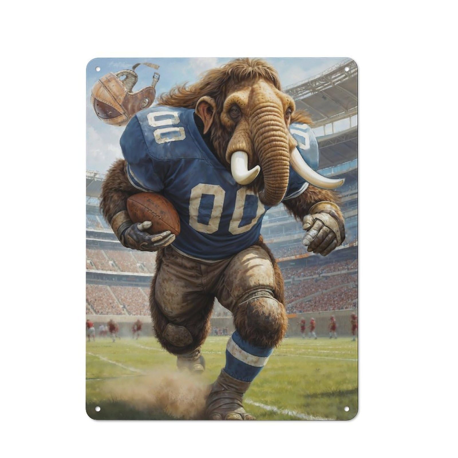 Pet Lover Gridiron Mammoth Football Decorative Metal Plaque, Wall Decor for Pet Corner, Living Room Or Hallway, 40x30cm