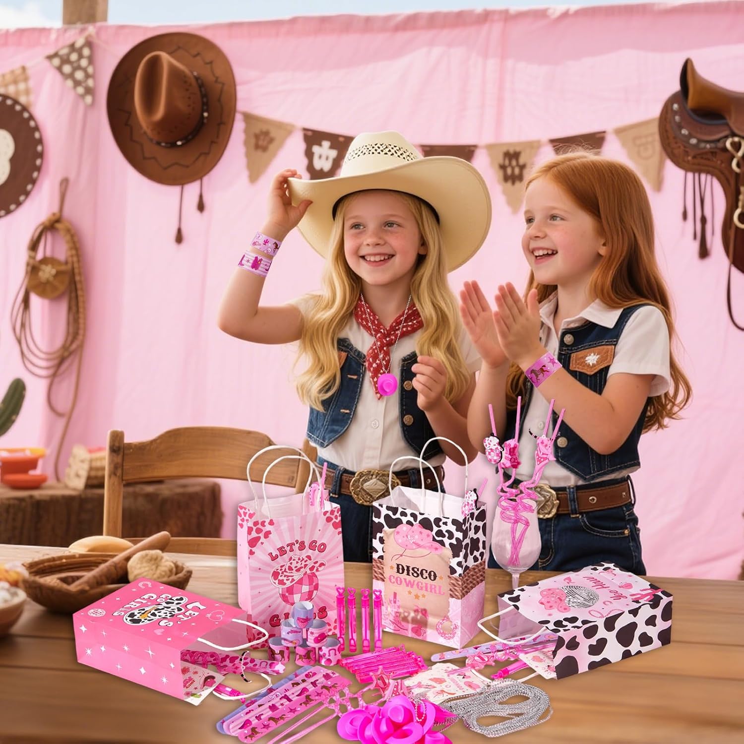 Vanblue 72 Pcs Cowgirl Party Favors Gift Disco Cowgirl Birthday Decorations Rodeo Hot Pink Horse Party Supplies Favors Gift Bags for Kids Girls Pinata Filler Classroom Rewards