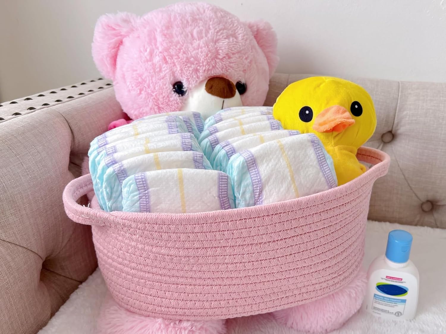 Amrocky Small Woven Basket with Gift Bags and Ribbons, Empty Baby Gift Baskets for Kids Women Men Nursery Storage - Image 4