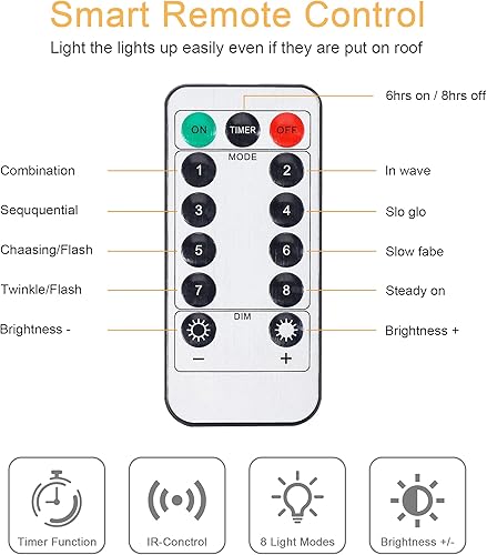 Miniatura 5 de RECESKY C7 Bulbs - Tira de luces de Navidad con control remoto, 50 luces LED de 24 pies, color rojo, blanco, verde, para iluminación de hadas de