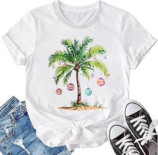 Sunshine Beach Shirt for Women Summer Vacation Palm Trees T-Shirt Hawaii Beach Tee Tops