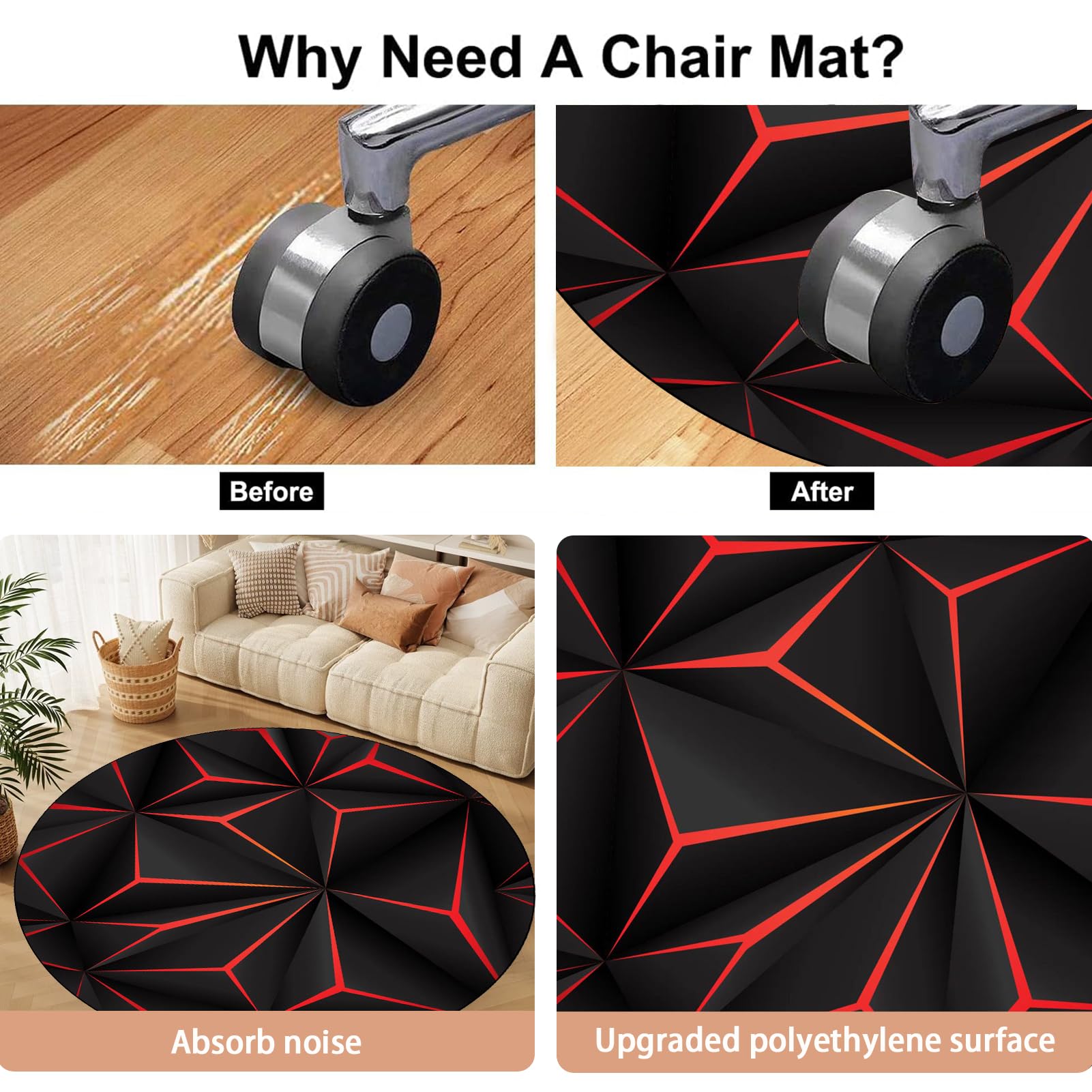Tapete de escritorio para suelos de madera dura, tapete resistente para silla de oficina para suelos de pelo bajo, tapete grueso para silla de juegos, tapete protector de alfombra para parquet