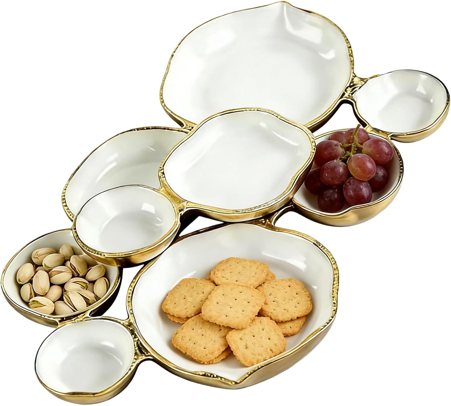 Cluster Serving Bowls - Vintage Layered Metal Table Decoration – Decorative Serving Bowls for Meetings, for Fruits Vegetables Salads Pasta Charcuterie Desserts Meals Parties Weddings B