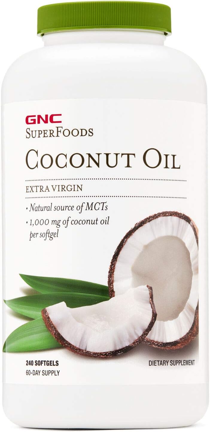 GNC SuperFoods Coconut Oil , 240 Softgels, Produces Natural Energy