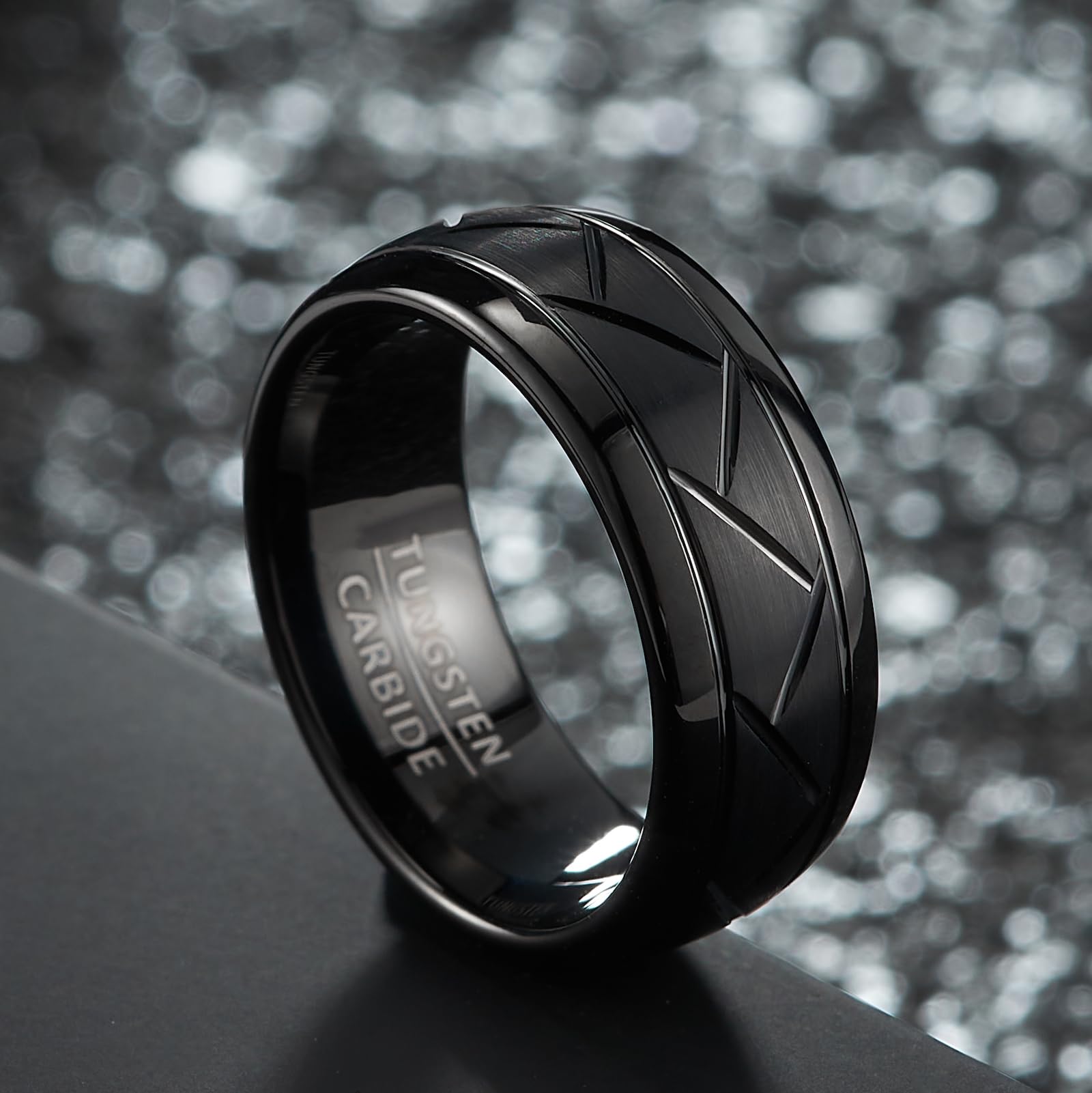 1 anillo de tungsteno Y2K de moda para hombres y mujeres, con un ancho de 8 mm, adecuado para el uso diario en anillos de boda para parejas, fiestas, vacaciones, cumpleaños y aniversarios